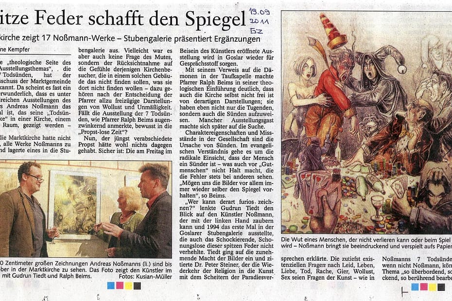 Spitze Feder schafft den Spiegel